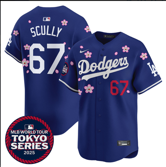 Men Los Angeles Dodgers #67 Scully Tokyo Series 2025 blue Limited Stitched Jersey->los angeles dodgers->MLB Jersey